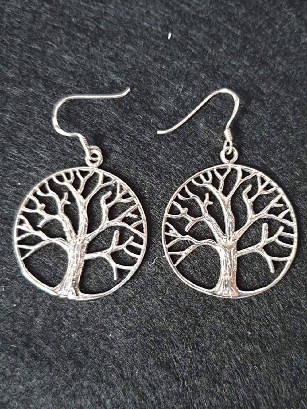 Vintage 1990s Hand Crafted Tree of Life 925 Sterling Silver Dangle Earrings